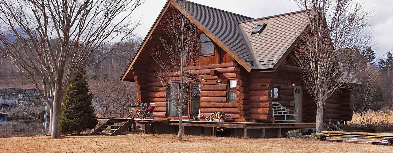 Log Cabin beside Japan Alps, Cottage Style / コテージスタイル Cottage Style / コテージスタイル Дома в стиле кантри Дерево Эффект древесины