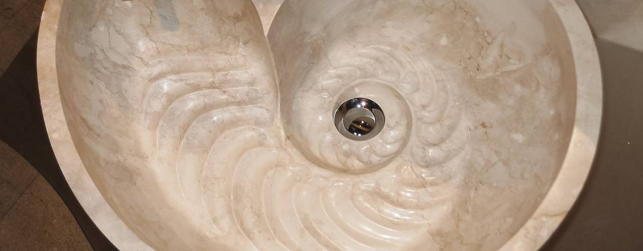 Washbasin in marble Cappuccino, mod. Nautilus, CusenzaMarmi CusenzaMarmi حمام رخام