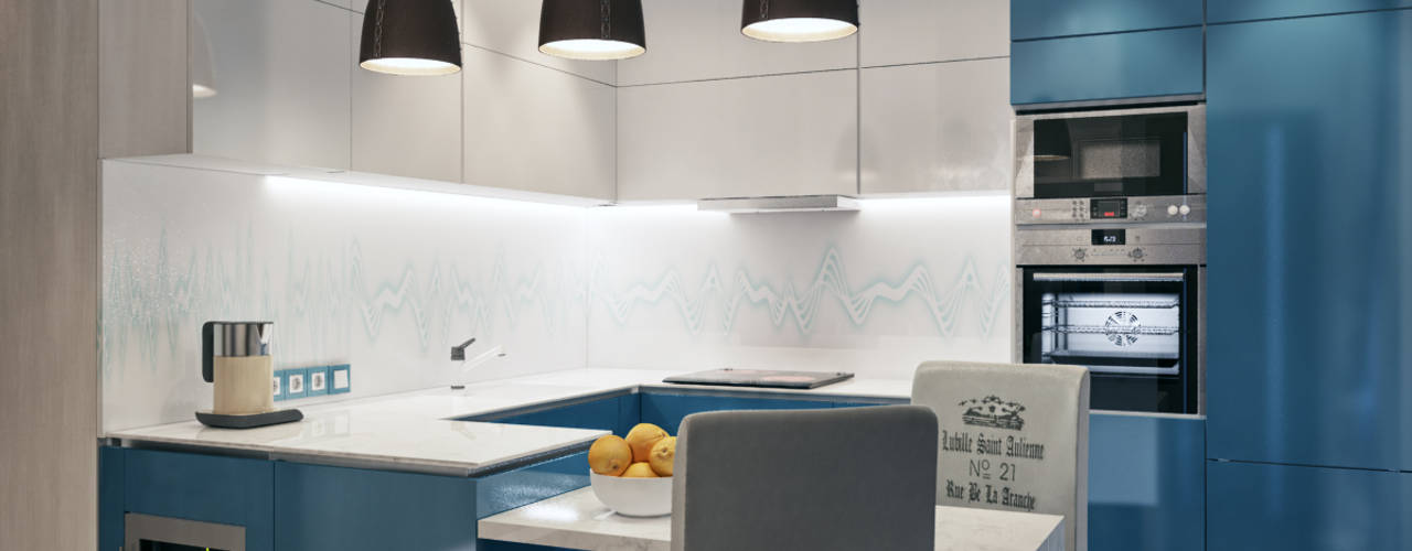 Квартира в Москве, 50 кв.м., Мастерская дизайна ЭГО Мастерская дизайна ЭГО オリジナルデザインの キッチン