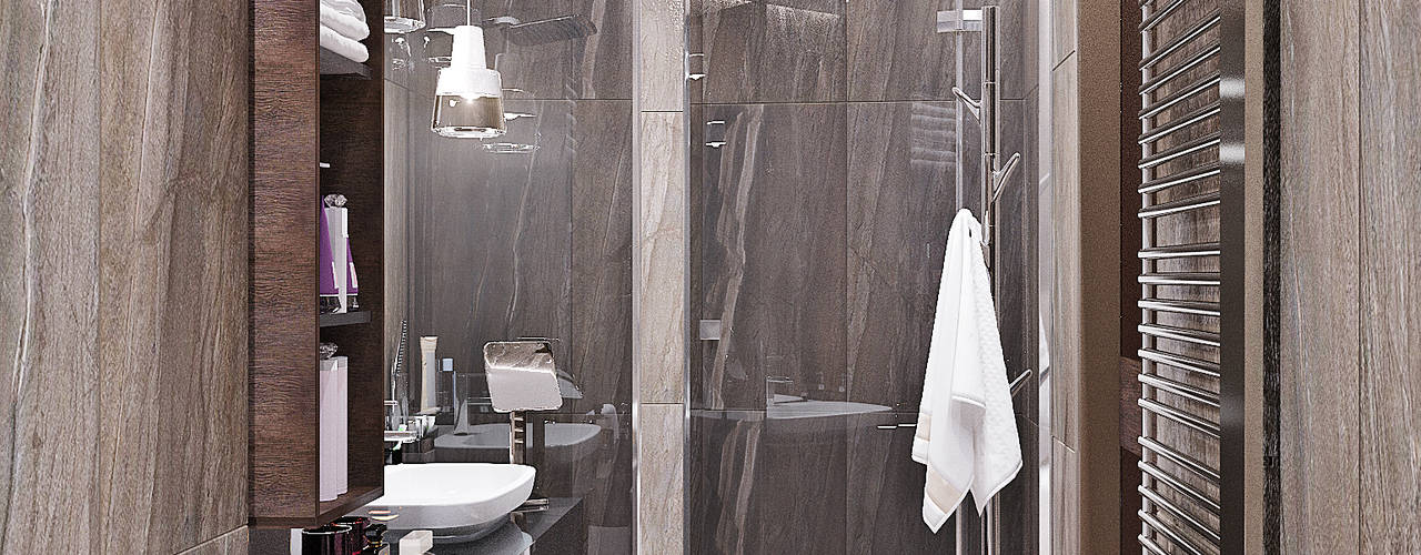 Ванная комната в стиле минимализм, Студия дизайна ROMANIUK DESIGN Студия дизайна ROMANIUK DESIGN Industrialna łazienka