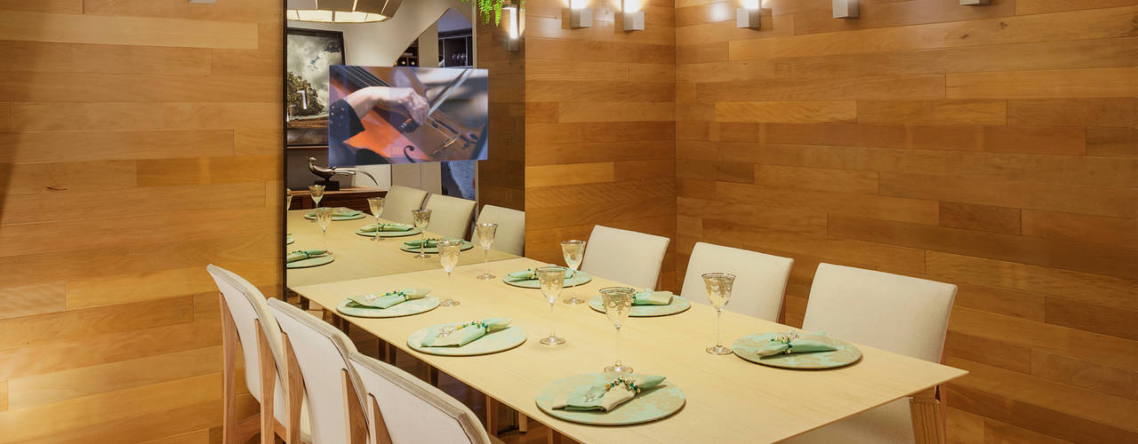 Mostra - Casa Cor Minas - Sala de Jantar e Adega, Laura Santos Design Laura Santos Design Modern dining room