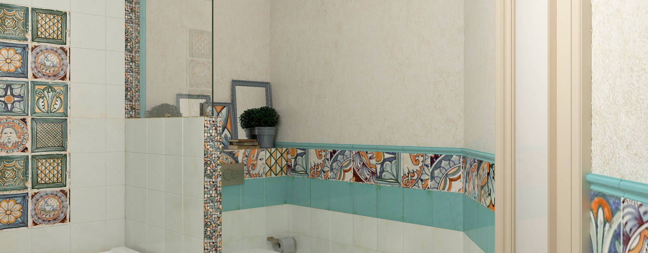 Ванная комната "Acquamarina", Студия дизайна Дарьи Одарюк Студия дизайна Дарьи Одарюк Mediterranean style bathrooms