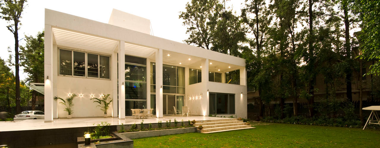 Private Residence at Sopan Baug, Pune, Chaney Architects Chaney Architects Minimalistyczne domy