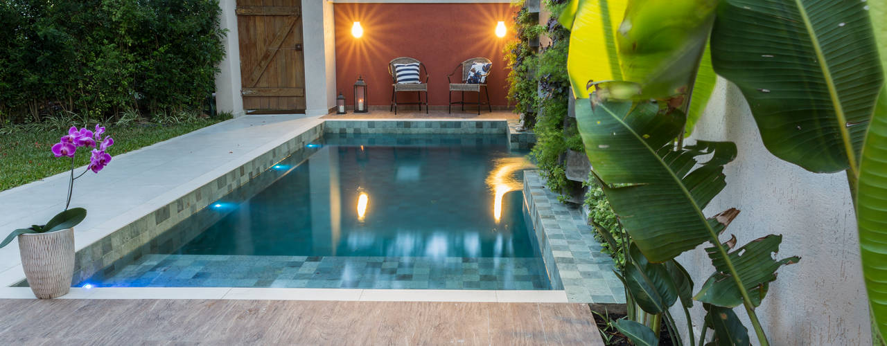 Piscina mar do Caribe, Gisele Ribeiro Arquitetura Gisele Ribeiro Arquitetura Kolam Renang Tropis Batu