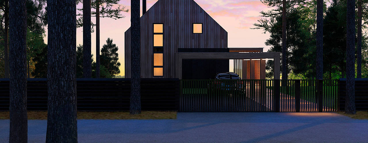 WoodHouse, Dmitriy Khanin Dmitriy Khanin Casas minimalistas Madeira Acabamento em madeira