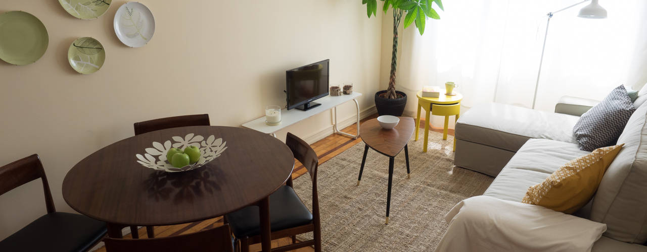 50s Apartment (Serviced) - Lisbon, MUDA Home Design MUDA Home Design Salas de estar ecléticas