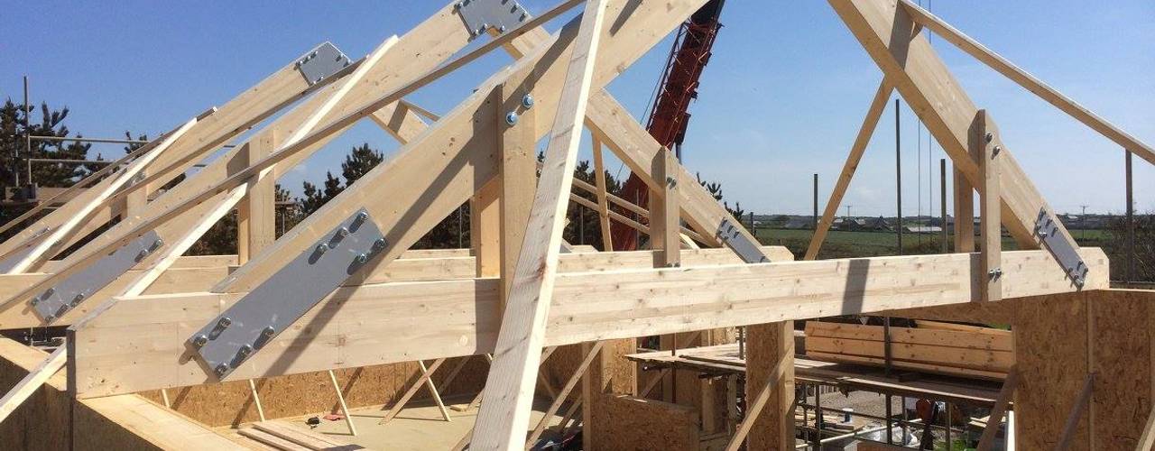 Lower Treave, Timber Frame Roof Extension, Building With Frames Building With Frames Moderne huizen Hout Hout