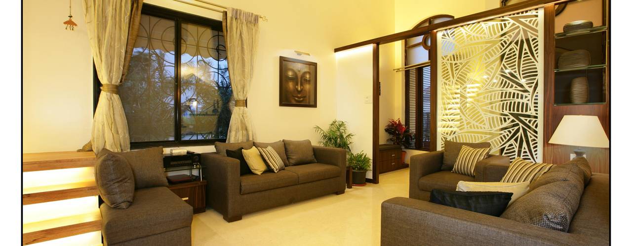 Residence For Captain Nikhil Kanetkar and Ashwini Kanetkar, Navmiti Designs Navmiti Designs Modern Living Room