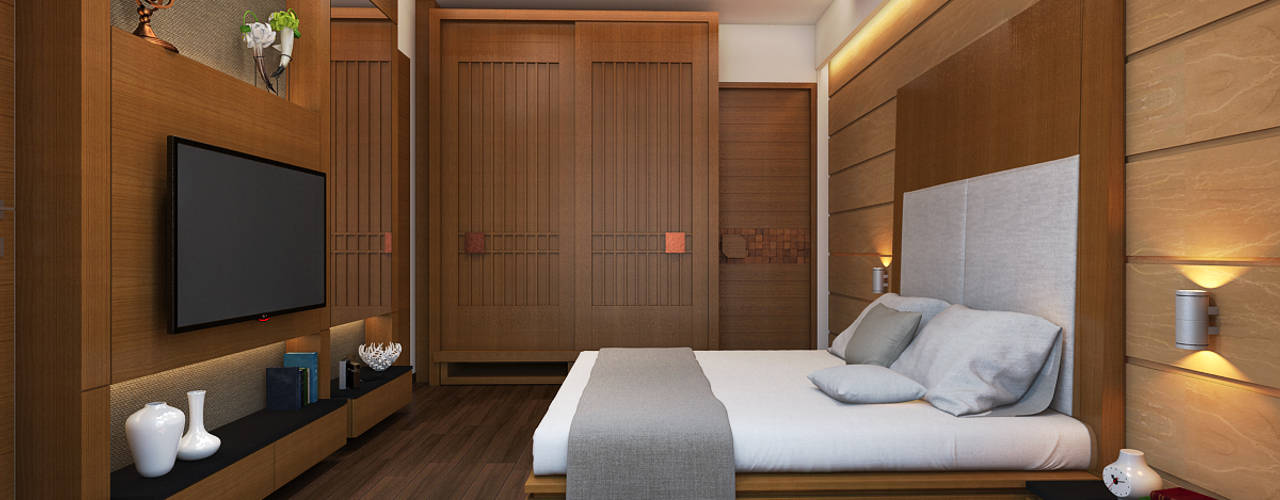 DR. BHAVESHBHAI CHUAHAN RESIDENCE, INCEPT DESIGN SERVICES INCEPT DESIGN SERVICES Modern Bedroom