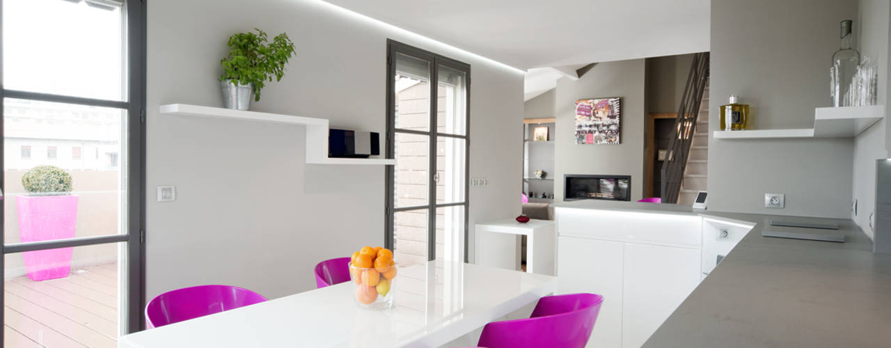 Réhabilitation intérieure et extérieure d'un appartement à Lyon, réHome réHome Moderne Küchen