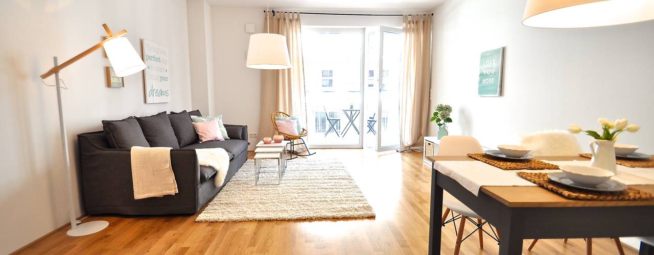 Cosy Home - Home Staging einer Mietwohnung, K. A. K. A. Salas de estar modernas