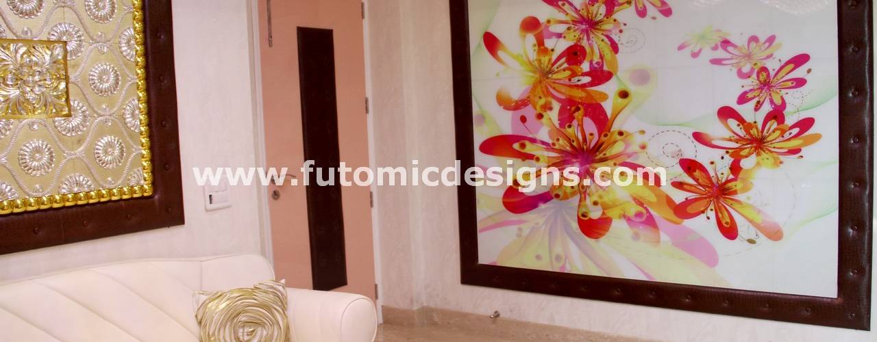 Premium Home Interiors, Futomic Design Services Pvt. Ltd. Futomic Design Services Pvt. Ltd. غرفة المعيشة زجاج