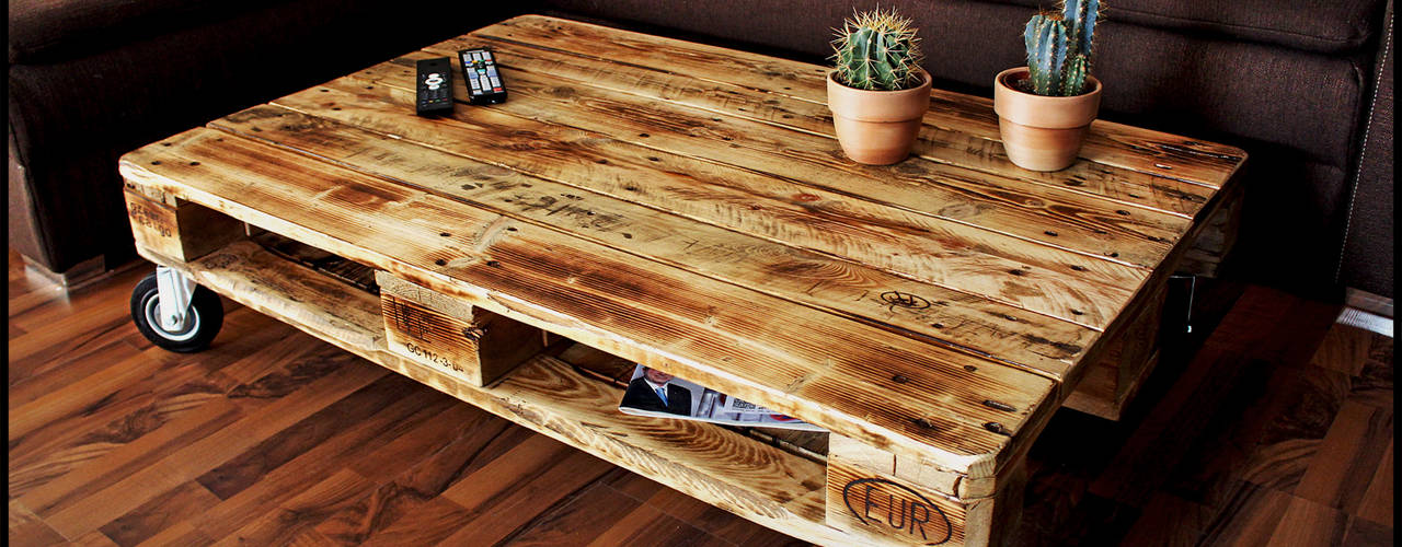 Loungetisch Europalette Irekholzart, IrekHolzArt IrekHolzArt Rustic style living room Wood Wood effect