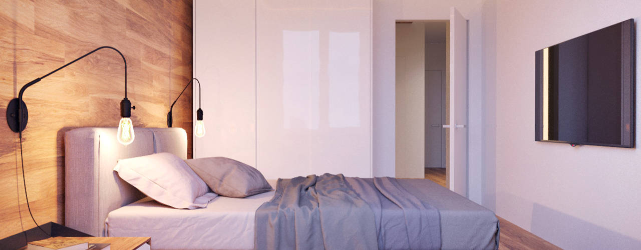 homify Camera da letto moderna Legno Effetto legno