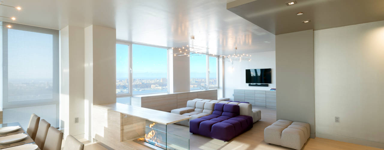 Luxury Apartment Combination, Andrew Mikhael Architect Andrew Mikhael Architect ミニマルデザインの リビング 無垢材 多色