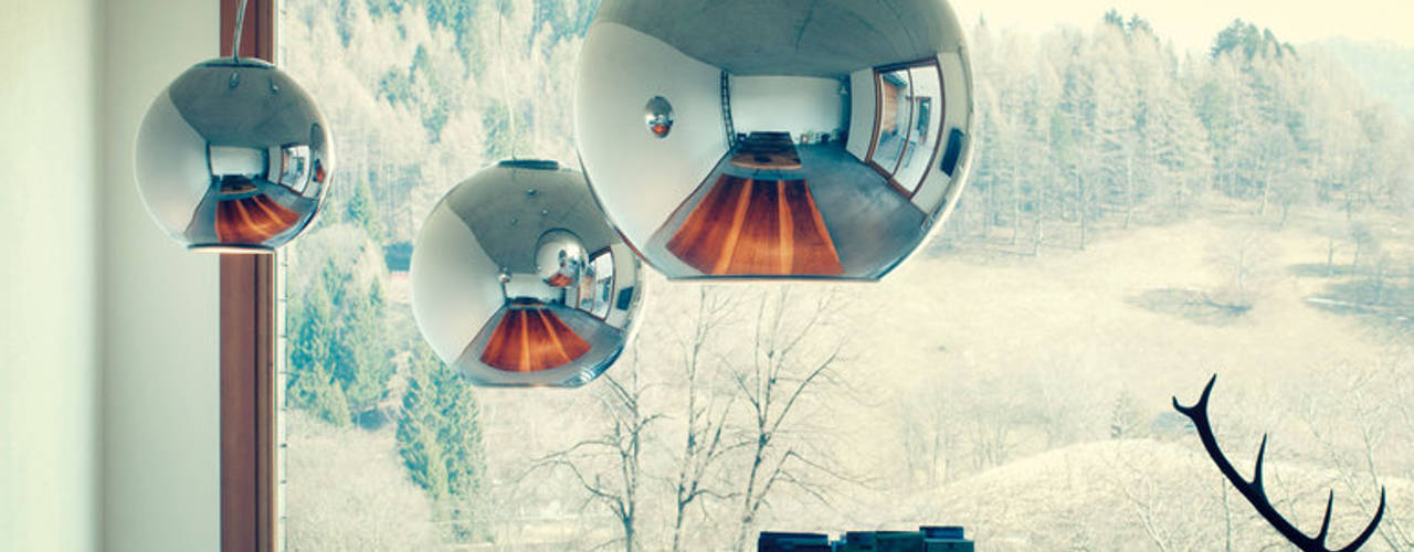 SUSPENSION, GLOBO DI LUCE, CHROME, Ø20CM - FONTANA ARTE NEDGIS Modern Living Room Glass Lighting