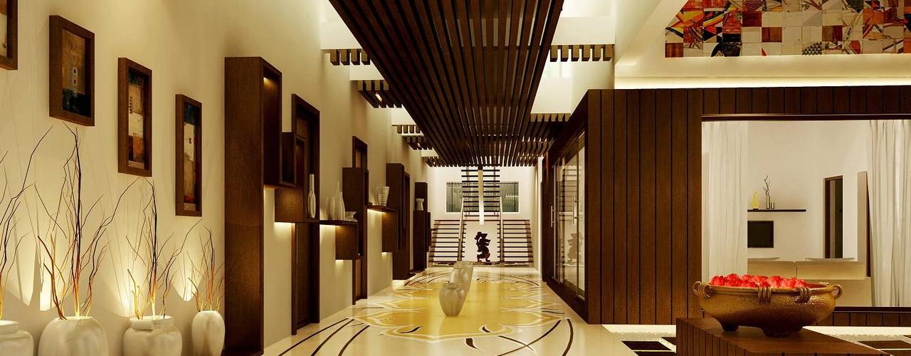 Mr. Ramesh Residence at Neyveli, Dwellion Dwellion Modern corridor, hallway & stairs