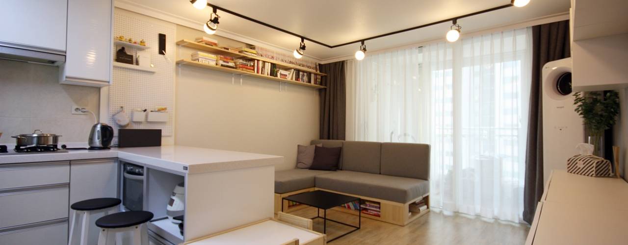 책이 가득한 24평 아파트 홈스타일링, homelatte homelatte Salon minimaliste