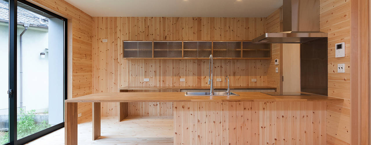 姫路市飾磨区の家, 中村建築研究室 エヌラボ（n-lab） 中村建築研究室 エヌラボ（n-lab） Country style kitchen Wood Wood effect