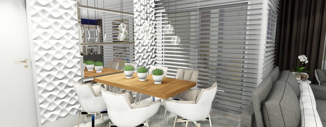 Apartamento compacto, moderno e clean, Studio² Studio² Ruang Makan Modern