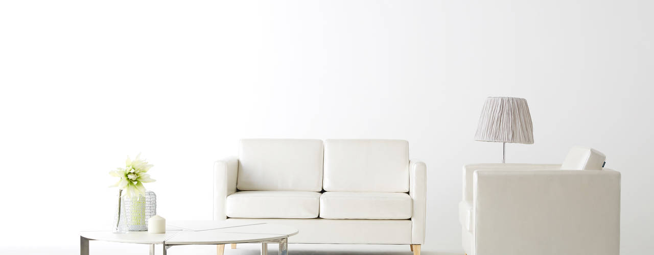 Leather Sofa, Mobel-Carpenter 모벨카펜터 Mobel-Carpenter 모벨카펜터 Salas de estar minimalistas Sintético Castanho