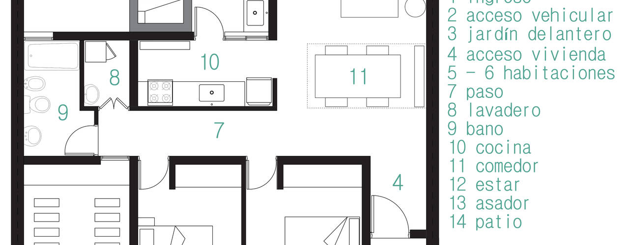 vivienda Pro.Cre.Ar modelo "America 2 dormitorios" (Modificada), JUNE arquitectos JUNE arquitectos منازل