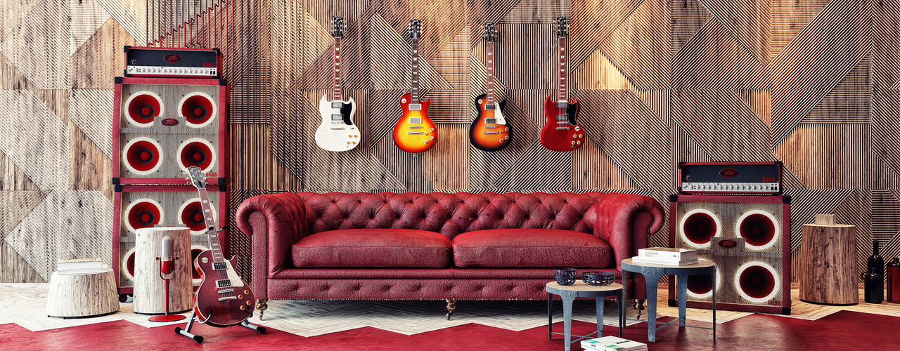 Gibson Guitarist Room / In Memory of Gary Moore, Penintdesign İç Mimarlık Penintdesign İç Mimarlık 인더스트리얼 서재 / 사무실