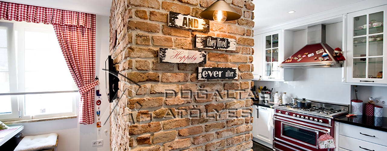 Tuğla Duvar Uygulama, Doğaltaş Atölyesi Doğaltaş Atölyesi Kitchen Bricks