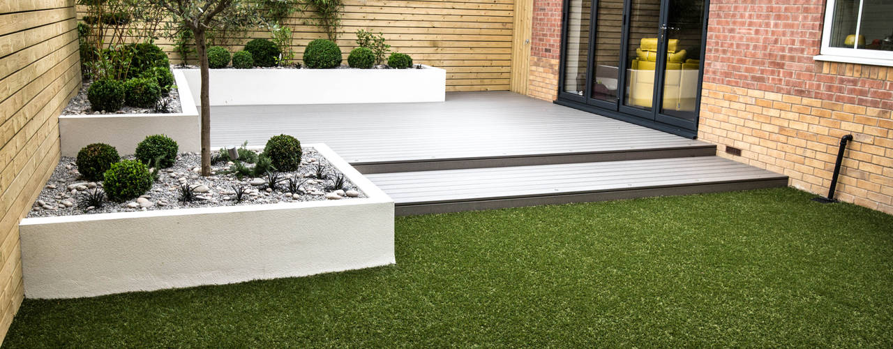 Best Solutions for Small Gardens: Family-friendly and low maintenance, Yorkshire Gardens Yorkshire Gardens Jardines de estilo minimalista Compuestos de madera y plástico