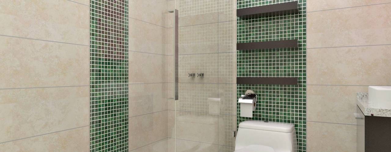 Diseño interior en apartamento , om-a arquitectura y diseño om-a arquitectura y diseño حمام