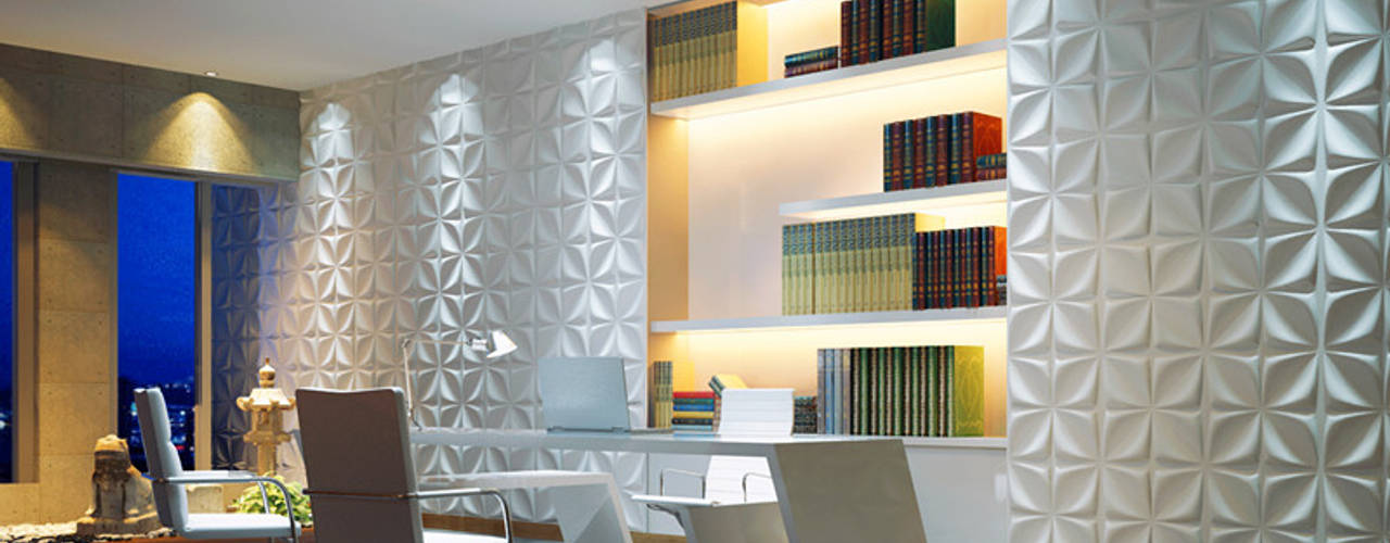 Paredes 3D, A EXCLUSIVA - Sustainable Buildings Materials A EXCLUSIVA - Sustainable Buildings Materials Murs & Sols modernes Fibre naturelle Blanc