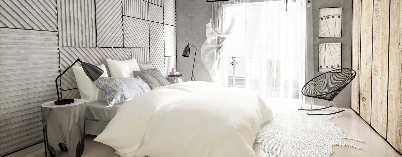 Biało-czarna elegancja, Formea Studio Formea Studio Bedroom لکڑی Wood effect