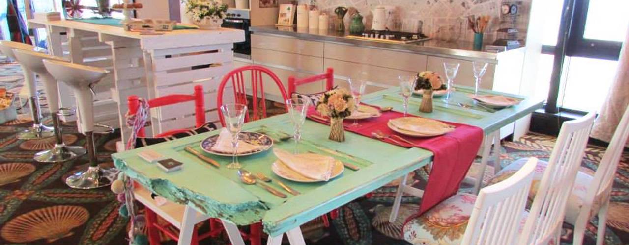 Ambientación cocina - comedor | COOKING FUN , G7 Grupo Creativo G7 Grupo Creativo Sala da pranzo eclettica