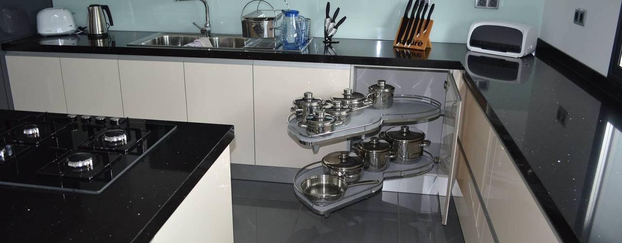 Cozinha em termolaminado com ilha, Ansidecor Ansidecor Modern kitchen Wood-Plastic Composite
