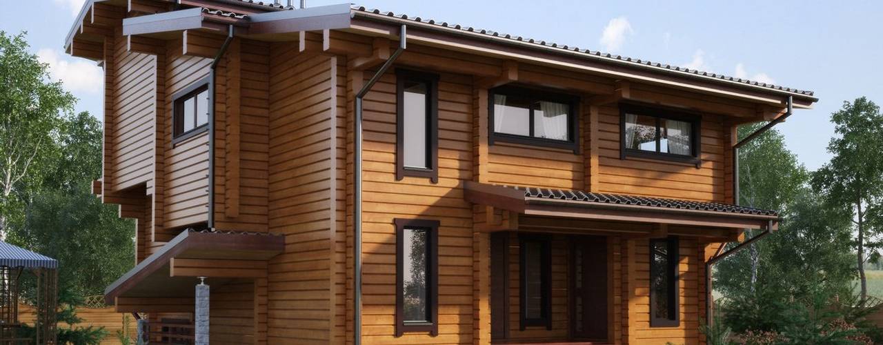 Проект Д-192-327, GOOD WOOD GOOD WOOD Casas de estilo moderno