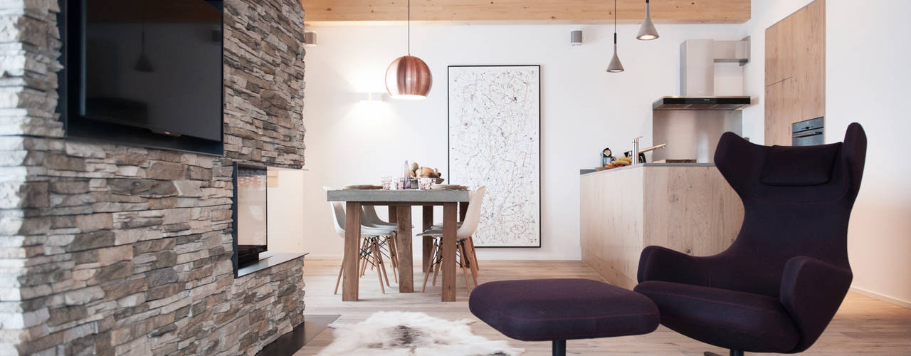 Visualisation/Design chalet, Mood Interieur Mood Interieur Ruang Keluarga Modern Batu