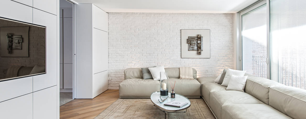 Minimal white, BRANDO concept BRANDO concept Modern living room