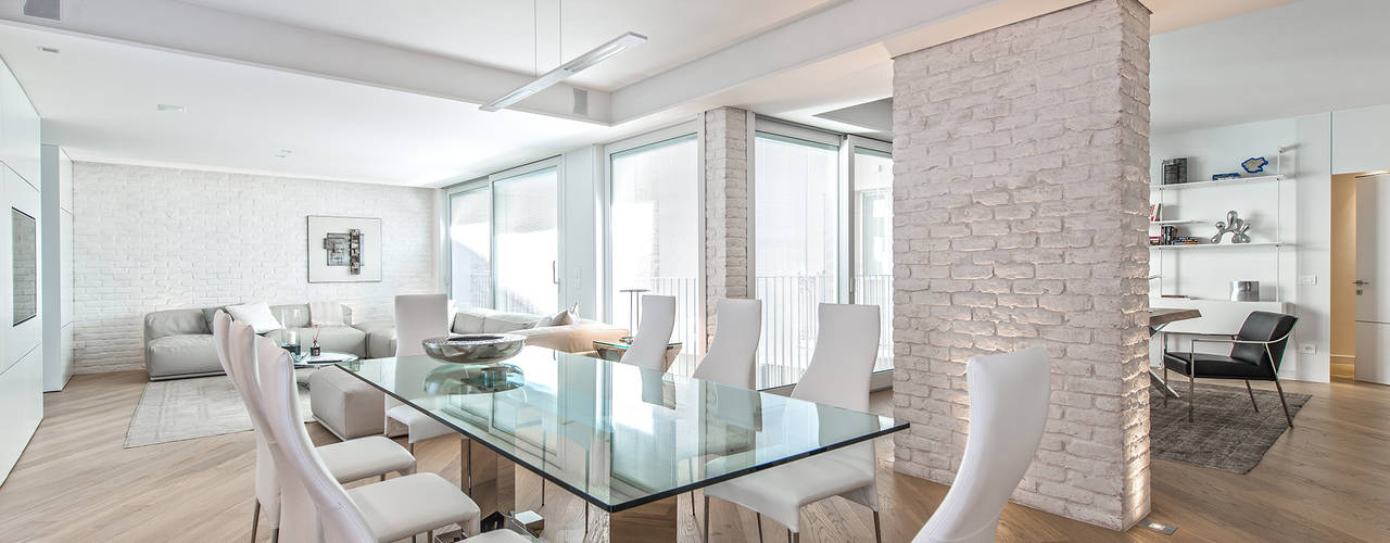 Minimal white, BRANDO concept BRANDO concept Modern dining room