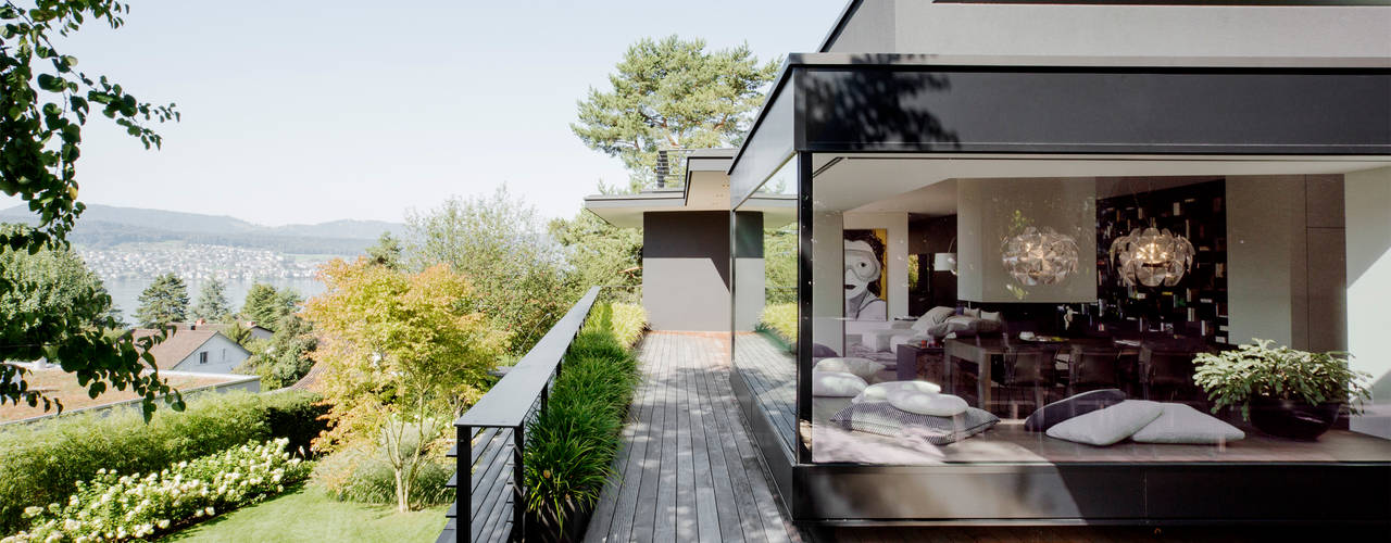 Objekt 336: Traumhaftes Einfamilienhaus mit Panoramablick , meier architekten zürich meier architekten zürich Terrace Wood Wood effect
