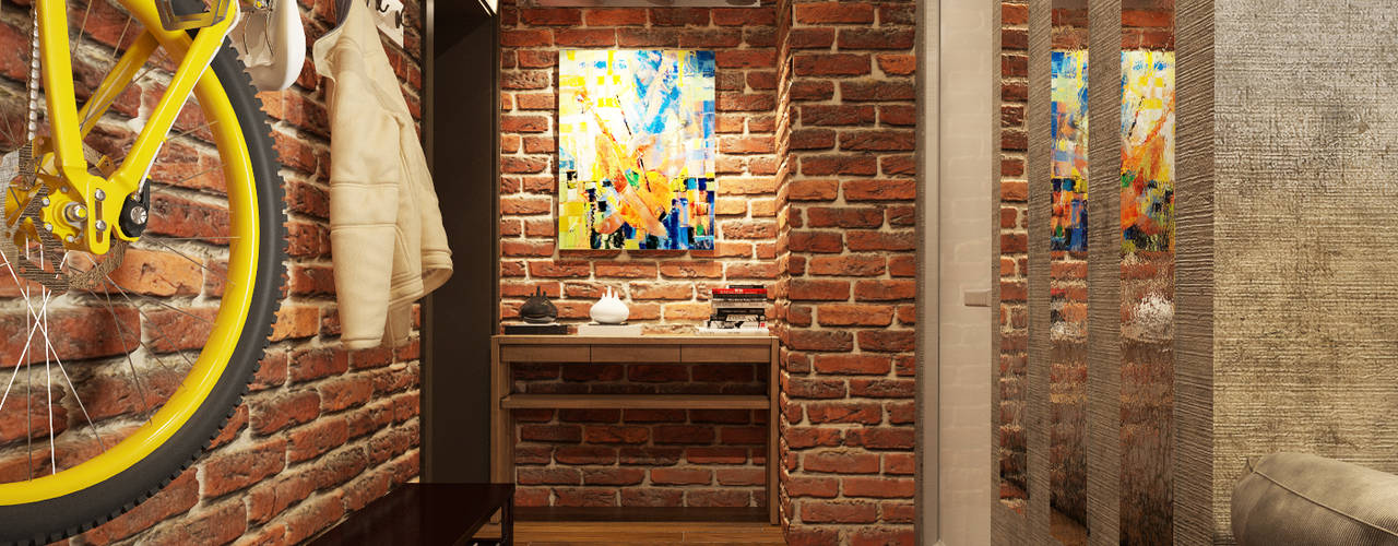 Studio in loft style, Rubleva Design Rubleva Design 인더스트리얼 복도, 현관 & 계단