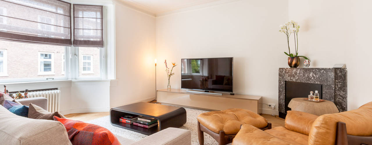 Appartement Amsterdam Oud-Zuid, Aangenaam Interieuradvies Aangenaam Interieuradvies 모던스타일 거실