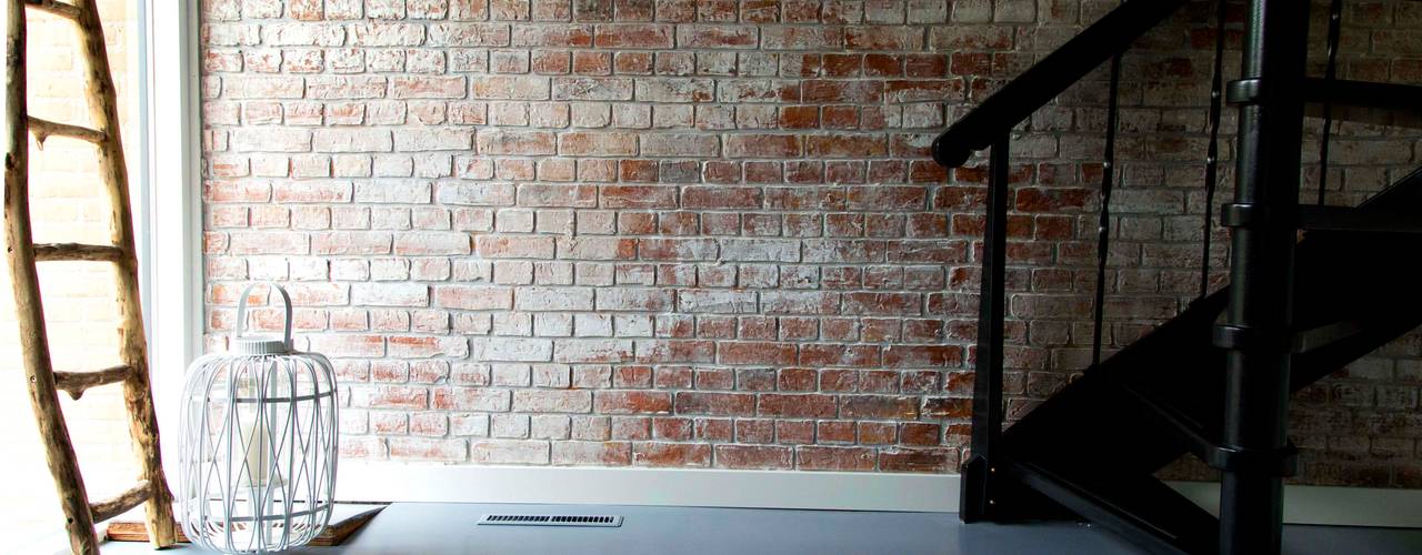 Een oude industriële bakstenen muur in uw woonkamer!, StonePress StonePress 인더스트리얼 벽지 & 바닥