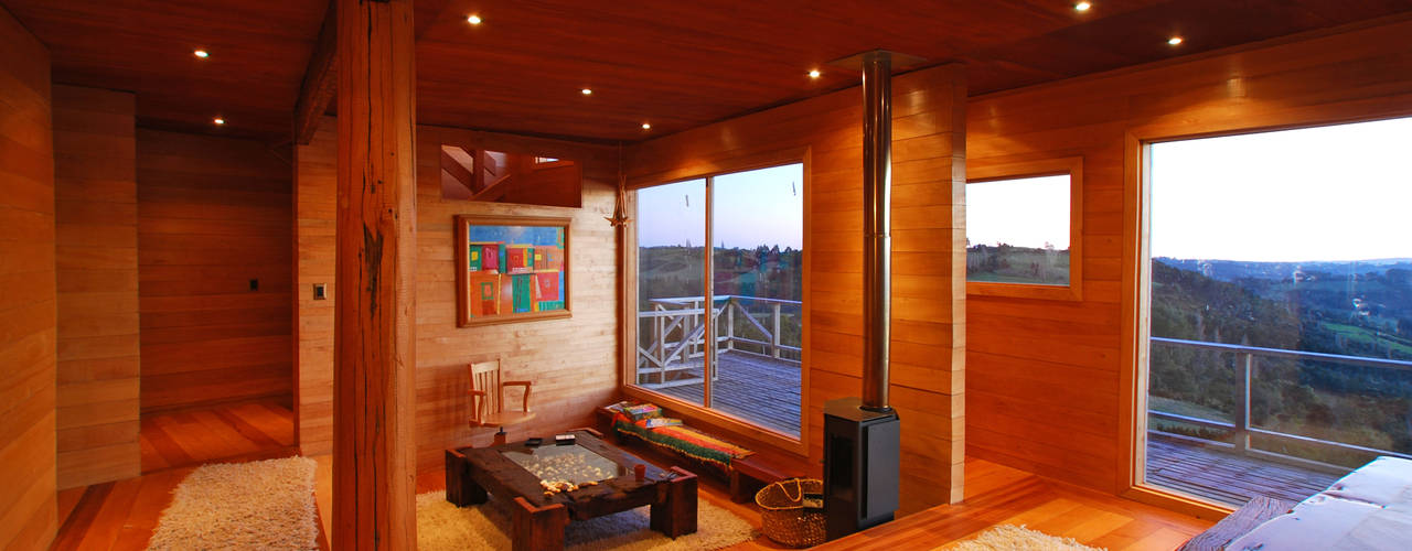 Casa Muelle, Jonás Retamal Arquitectos Jonás Retamal Arquitectos Living room Wood Wood effect