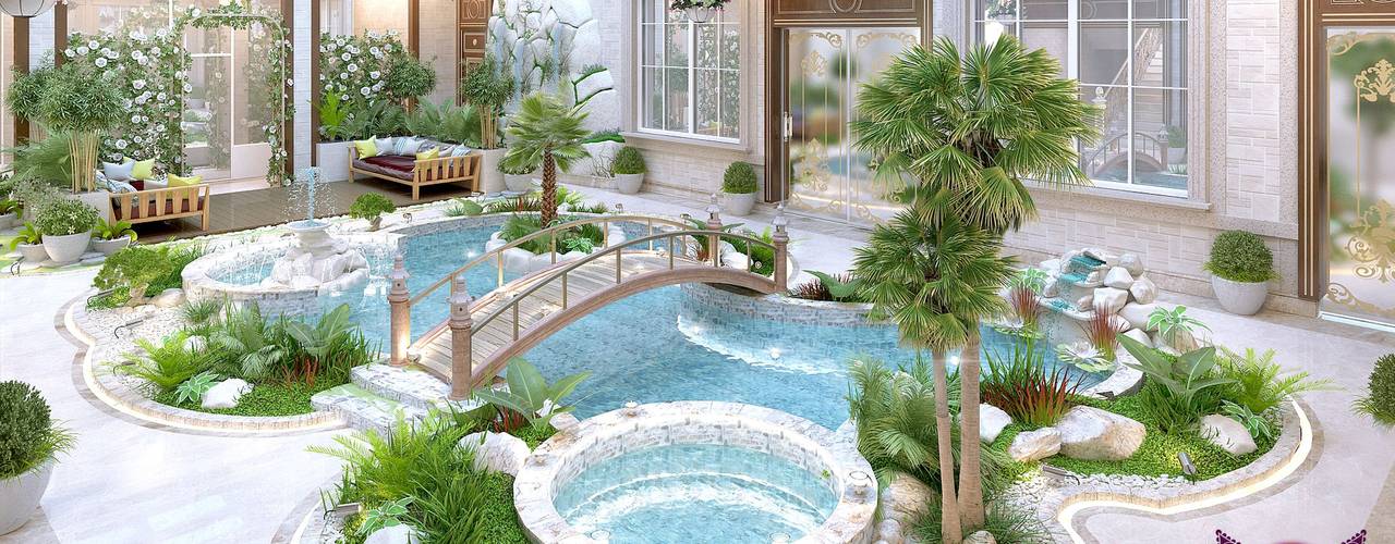 Interior the swimming pool of Katrina Antonovich, Luxury Antonovich Design Luxury Antonovich Design Mediterranean style pool