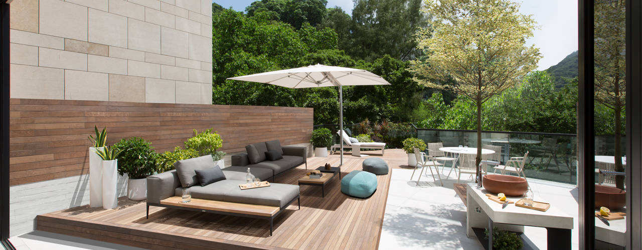 Grigio Cosmo, Sensearchitects Limited Sensearchitects Limited Jardines de estilo moderno Madera Acabado en madera