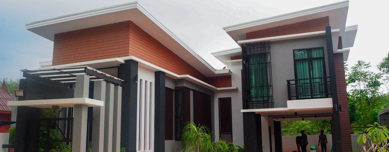 บ้านอาจารย์สุเมธ พนิตมนตรี , SignatureDesign SignatureDesign Casas de estilo ecléctico Concreto