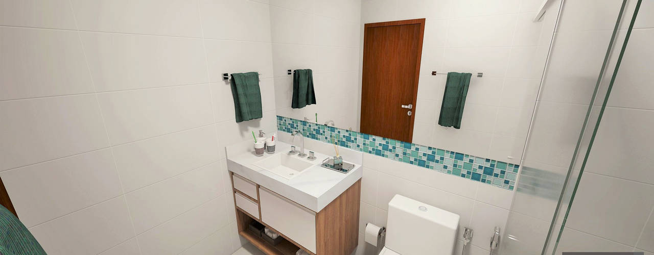 Banheiro suíte de hóspedes A|R, Ao Cubo Arquitetura e Interiores Ao Cubo Arquitetura e Interiores Modern bathroom