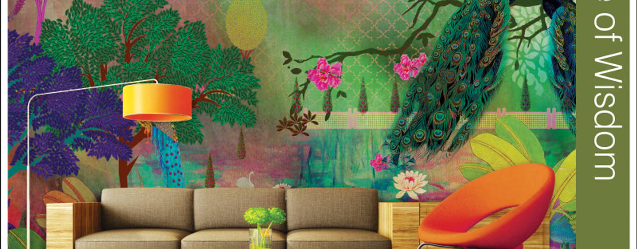 Krsna Mehta wallcoverings, Wall Art Private Limited Wall Art Private Limited Tường & sàn phong cách kinh điển Vàng bạc