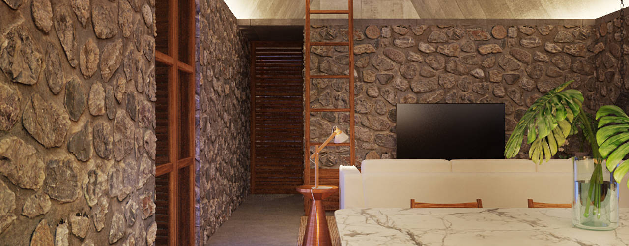 Casa Cham, La Desarrolladora La Desarrolladora Tropical style dining room Stone