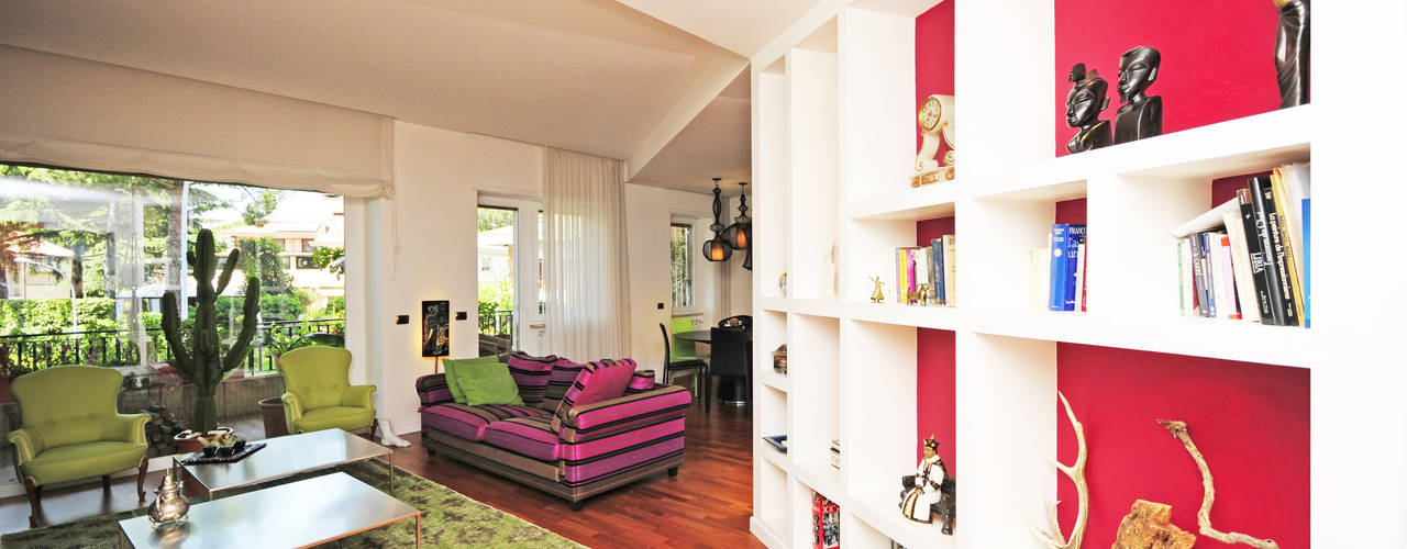 Ristrutturazione appartamento 130 mq, Fabiola Ferrarello Fabiola Ferrarello Eclectic style living room Wood Wood effect